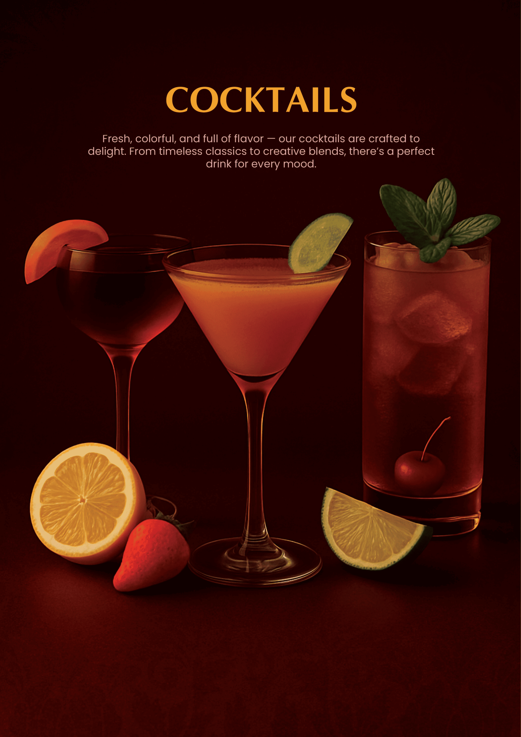 Bar Menu 5 Indian Kitchen, Cocktail & Shisha Lounge Signature cocktails at Roti Corner Camberley cocktail bar