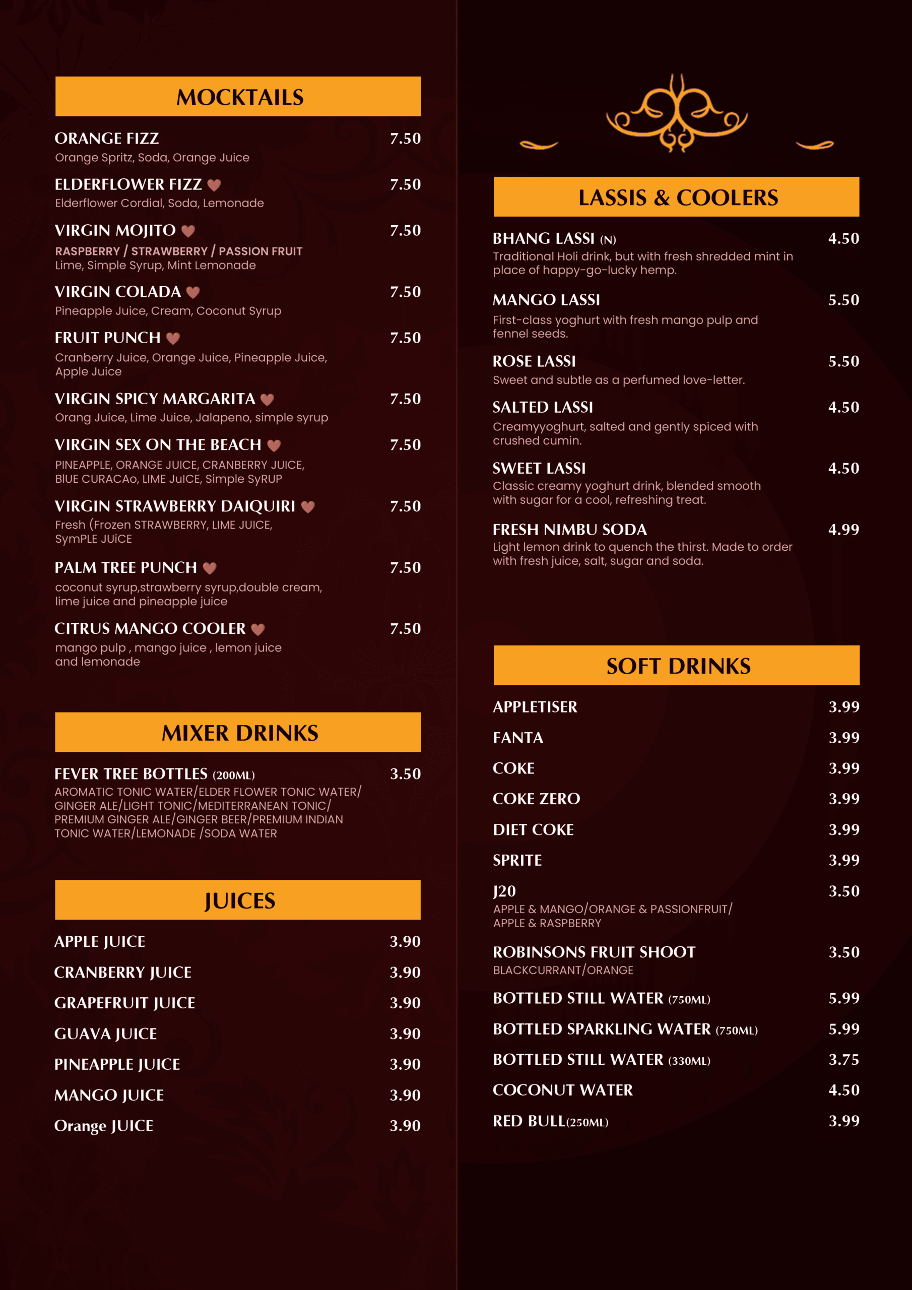 Bar Menu 7 Indian Kitchen, Cocktail & Shisha Lounge Cocktails Menu5