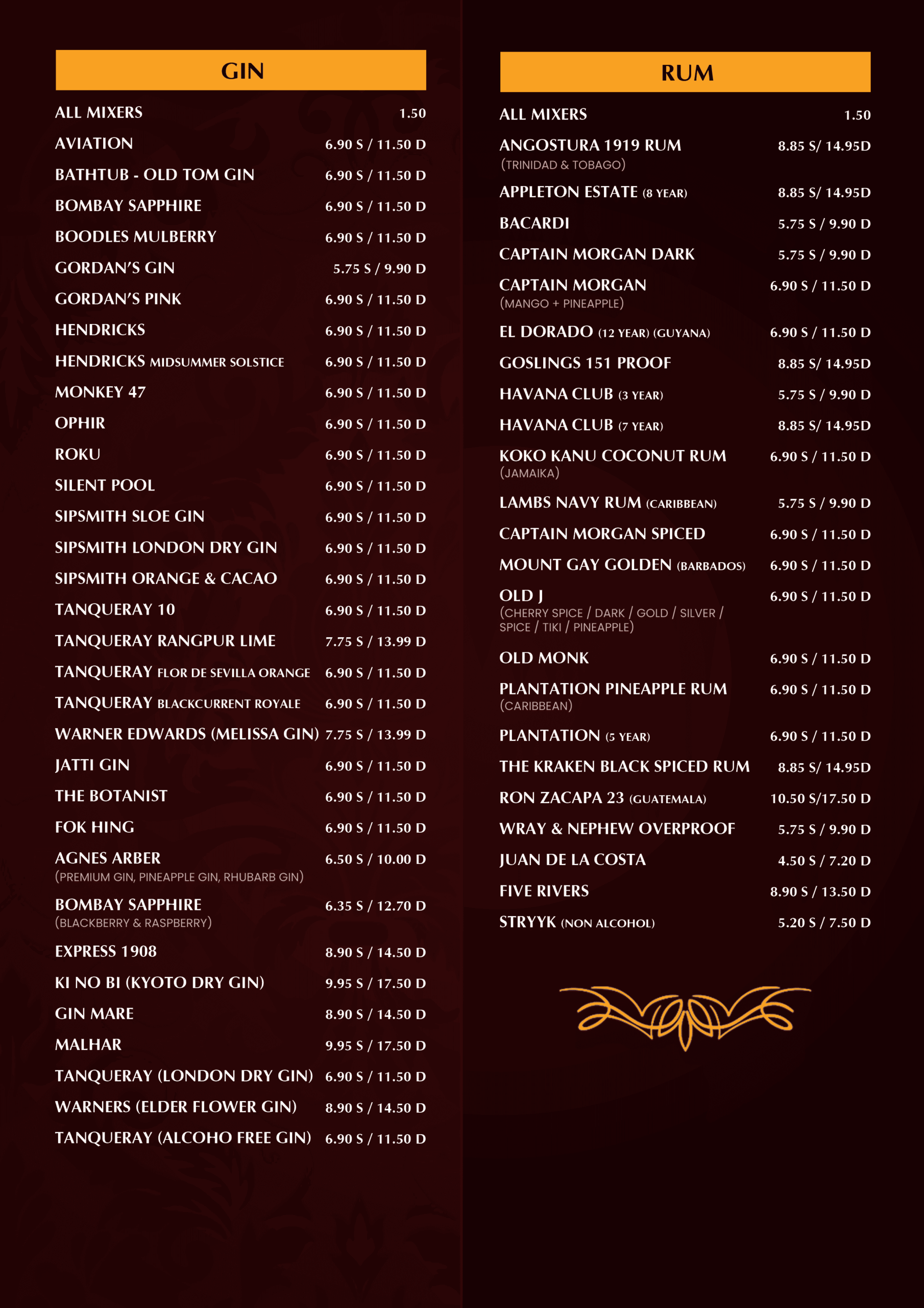 Bar Menu 9 Indian Kitchen, Cocktail & Shisha Lounge Cocktails Menu7