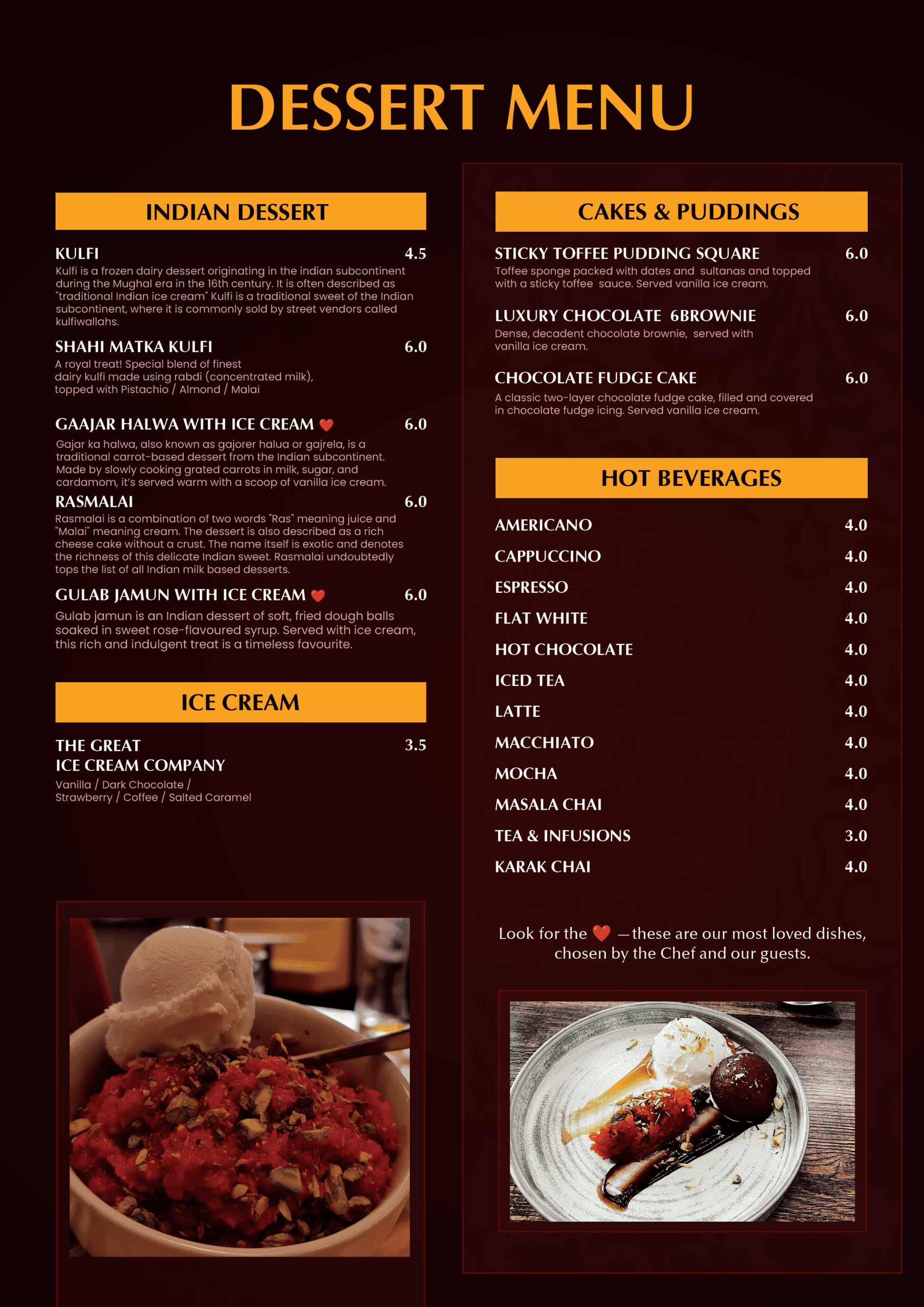 Dessert Menu 3 Indian Kitchen, Cocktail & Shisha Lounge Indian dessert Camberley – homemade kheer and classic sweets at Roti Corner
