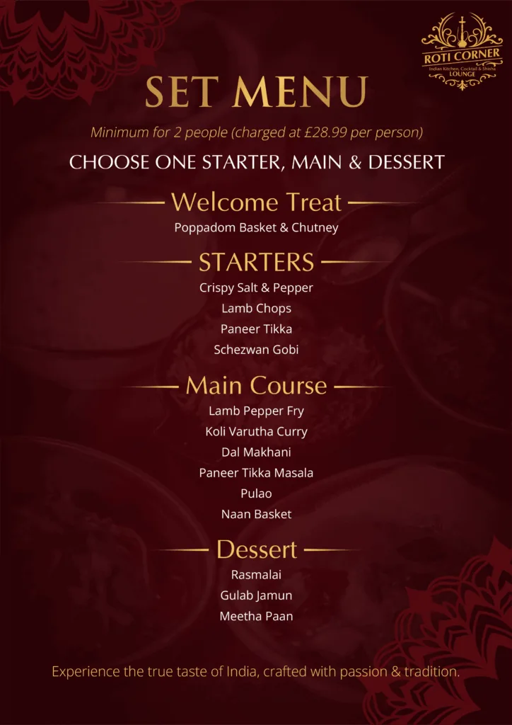 Indian Buffet 1 Indian Kitchen, Cocktail & Shisha Lounge SET MENU 2025_1