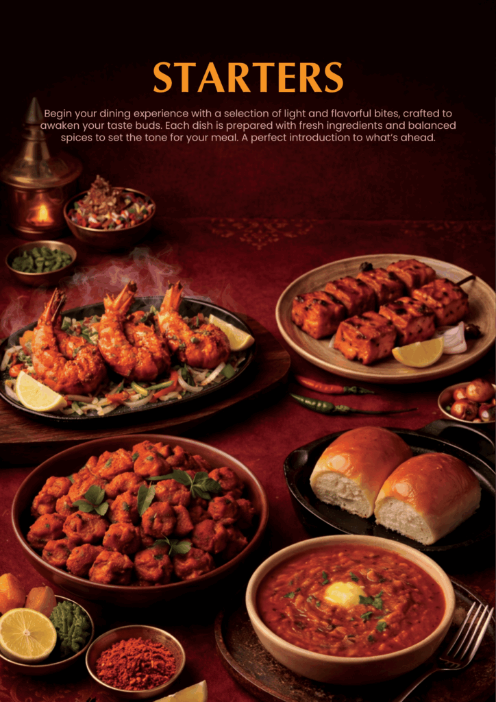 Starter menu Camberley – Indian street food and appetizers