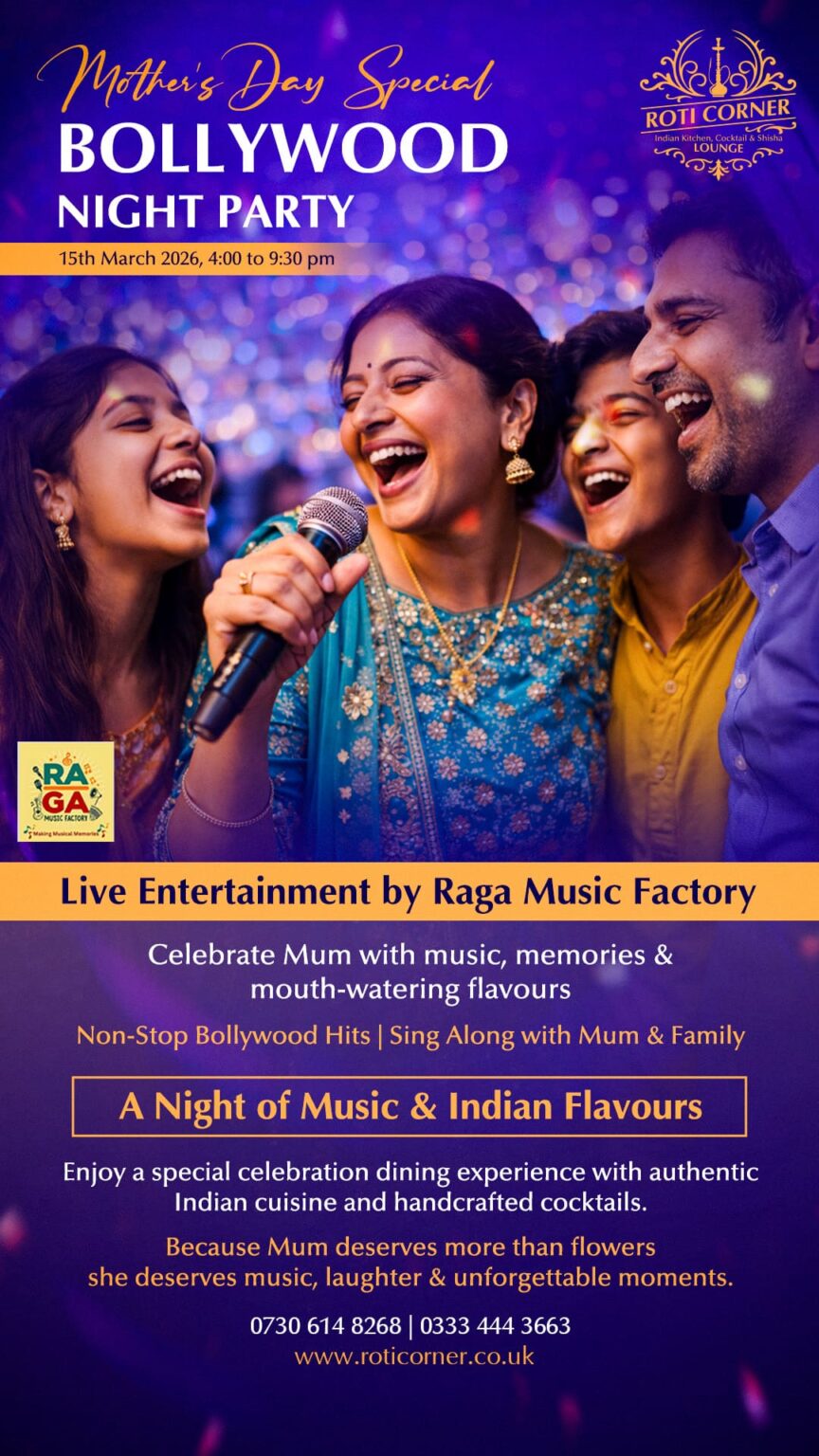 Mother’s Day party in Camberley at Roti Corner