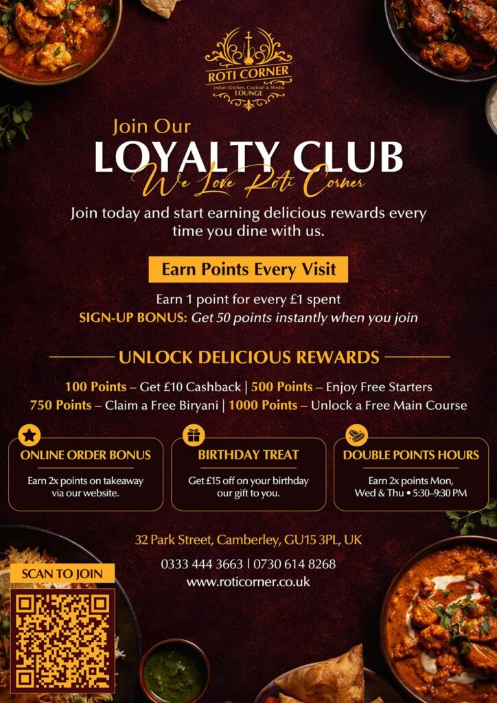 Roti Corner Loyalty Club rewards program in Camberley