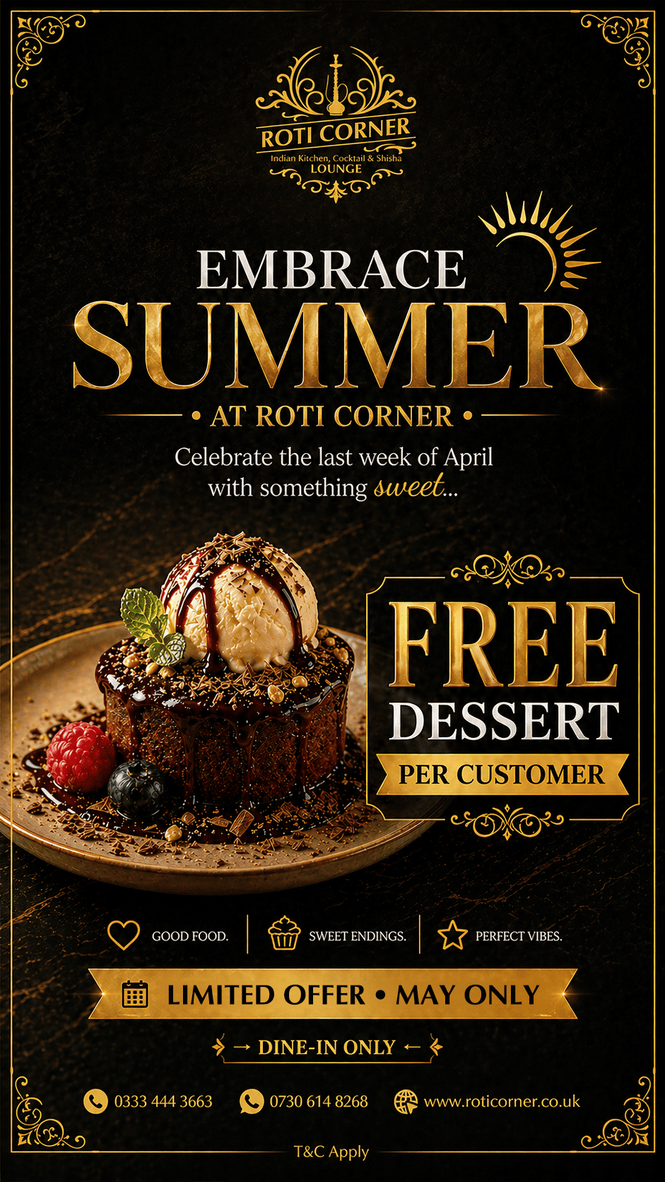 Home 7 Indian Kitchen, Cocktail & Shisha Lounge Free Dessert Camberley at Roti Corner