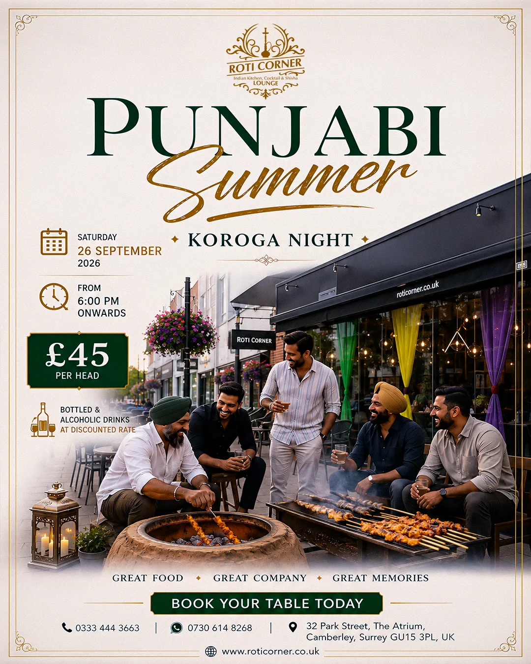 Punjabi Summer Koroga Night Camberley event at Roti Corner